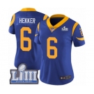 Women's Nike Los Angeles Rams #6 Johnny Hekker Royal Blue Alternate Vapor Untouchable Limited Player Super Bowl LIII Bound NFL Jersey