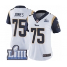 Women's Nike Los Angeles Rams #75 Deacon Jones White Vapor Untouchable Limited Player Super Bowl LIII Bound NFL Jersey