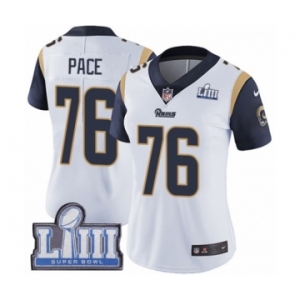 Women's Nike Los Angeles Rams #76 Orlando Pace White Vapor Untouchable Limited Player Super Bowl LIII Bound NFL Jersey