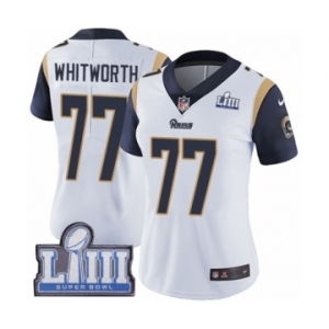 Women's Nike Los Angeles Rams #77 Andrew Whitworth White Vapor Untouchable Limited Player Super Bowl LIII Bound NFL Jersey
