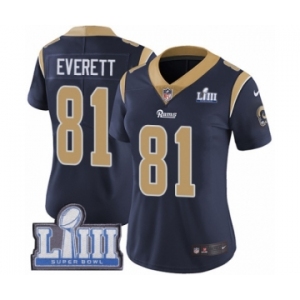 Women's Nike Los Angeles Rams #81 Gerald Everett Navy Blue Team Color Vapor Untouchable Limited Player Super Bowl LIII Bound NFL Jersey
