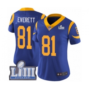 Women's Nike Los Angeles Rams #81 Gerald Everett Royal Blue Alternate Vapor Untouchable Limited Player Super Bowl LIII Bound NFL Jersey