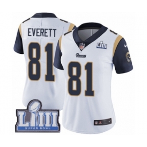 Women's Nike Los Angeles Rams #81 Gerald Everett White Vapor Untouchable Limited Player Super Bowl LIII Bound NFL Jersey