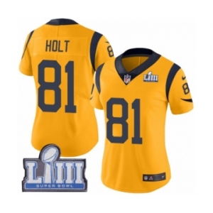 Women's Nike Los Angeles Rams #81 Torry Holt Limited Gold Rush Vapor Untouchable Super Bowl LIII Bound NFL Jersey