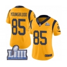 Women's Nike Los Angeles Rams #85 Jack Youngblood Limited Gold Rush Vapor Untouchable Super Bowl LIII Bound NFL Jersey