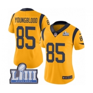 Women's Nike Los Angeles Rams #85 Jack Youngblood Limited Gold Rush Vapor Untouchable Super Bowl LIII Bound NFL Jersey