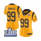 Women's Nike Los Angeles Rams #99 Aaron Donald Limited Gold Rush Vapor Untouchable Super Bowl LIII Bound NFL Jersey