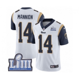 Youth Nike Los Angeles Rams #14 Sean Mannion White Vapor Untouchable Limited Player Super Bowl LIII Bound NFL Jersey