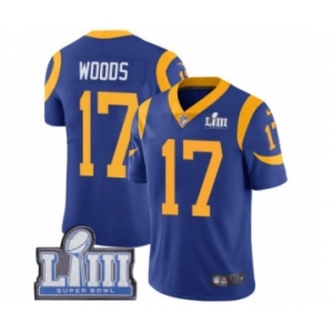Youth Nike Los Angeles Rams #17 Robert Woods Royal Blue Alternate Vapor Untouchable Limited Player Super Bowl LIII Bound NFL Jersey