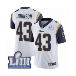 Youth Nike Los Angeles Rams #43 John Johnson White Vapor Untouchable Limited Player Super Bowl LIII Bound NFL Jersey