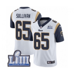 Youth Nike Los Angeles Rams #65 John Sullivan White Vapor Untouchable Limited Player Super Bowl LIII Bound NFL Jersey