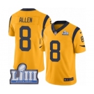 Youth Nike Los Angeles Rams #8 Brandon Allen Limited Gold Rush Vapor Untouchable Super Bowl LIII Bound NFL Jersey