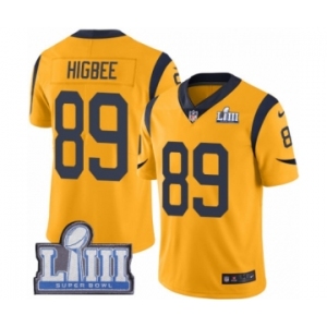Youth Nike Los Angeles Rams #89 Tyler Higbee Limited Gold Rush Vapor Untouchable Super Bowl LIII Bound NFL Jersey