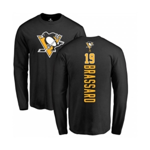 NHL Adidas Pittsburgh Penguins #19 Derick Brassard Black Backer Long Sleeve T-Shirt