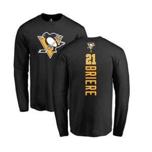 NHL Adidas Pittsburgh Penguins #21 Michel Briere Black Backer Long Sleeve T-Shirt