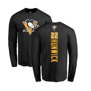 NHL Adidas Pittsburgh Penguins #22 Matt Hunwick Black Backer Long Sleeve T-Shirt