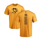 NHL Adidas Pittsburgh Penguins #35 Tom Barrasso Gold One Color Backer T-Shirt