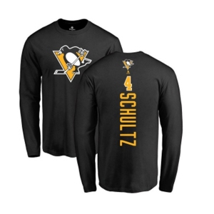 NHL Adidas Pittsburgh Penguins #4 Justin Schultz Black Backer Long Sleeve T-Shirt