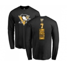 NHL Adidas Pittsburgh Penguins #7 Paul Martin Black Backer Long Sleeve T-Shirt