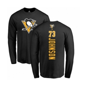 NHL Adidas Pittsburgh Penguins #73 Jack Johnson Black Backer Long Sleeve T-Shirt