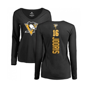 NHL Women Adidas Pittsburgh Penguins #16 Josh Jooris Black Backer Long Sleeve T-Shirt