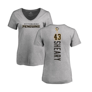 NHL Women Adidas Pittsburgh Penguins #43 Conor Sheary Ash Backer T-Shirt