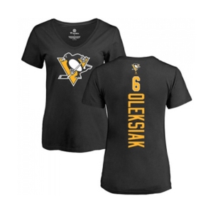 NHL Women Adidas Pittsburgh Penguins #6 Jamie Oleksiak Black Backer T-Shirt