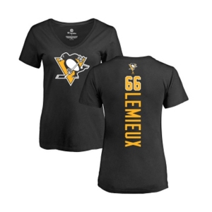 NHL Women Adidas Pittsburgh Penguins #66 Mario Lemieux Black Backer T-Shirt