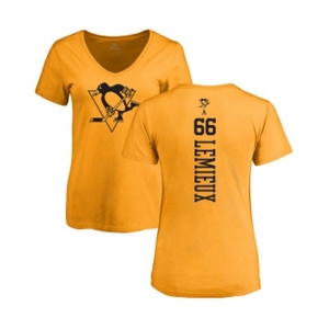 NHL Women Adidas Pittsburgh Penguins #66 Mario Lemieux Gold One Color Backer T-Shirt