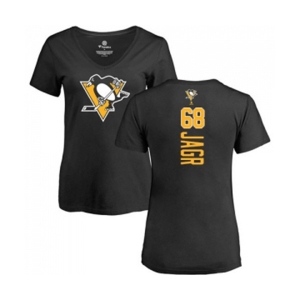 NHL Women Adidas Pittsburgh Penguins #68 Jaromir Jagr Black Backer T-Shirt