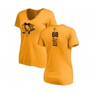 NHL Women Adidas Pittsburgh Penguins #68 Jaromir Jagr Gold One Color Backer T-Shirt