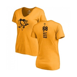NHL Women Adidas Pittsburgh Penguins #68 Jaromir Jagr Gold One Color Backer T-Shirt