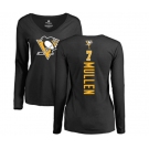 NHL Women Adidas Pittsburgh Penguins #7 Joe Mullen Black Backer Long Sleeve T-Shirt