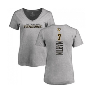 NHL Women Adidas Pittsburgh Penguins #7 Paul Martin Ash Backer T-Shirt