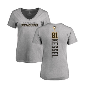 NHL Women Adidas Pittsburgh Penguins #81 Phil Kessel Ash Backer T-Shirt