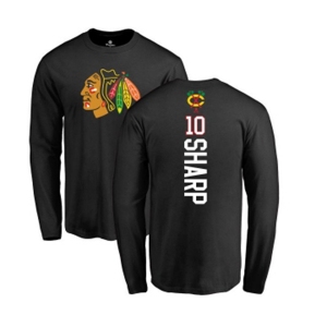 NHL Adidas Chicago Blackhawks #10 Patrick Sharp Black Backer Long Sleeve T-Shirt