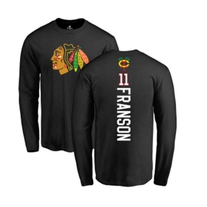 NHL Adidas Chicago Blackhawks #11 Cody Franson Black Backer Long Sleeve T-Shirt
