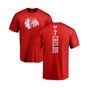 NHL Adidas Chicago Blackhawks #7 Chris Chelios Red One Color Backer T-Shirt
