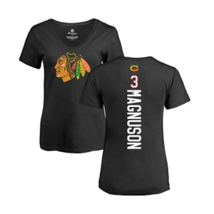 NHL Women Adidas Chicago Blackhawks #3 Keith Magnuson Black Backer T-Shirt