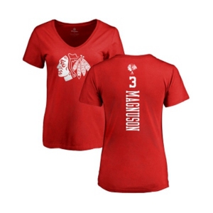 NHL Women Adidas Chicago Blackhawks #3 Keith Magnuson Red One Color Backer T-Shirt