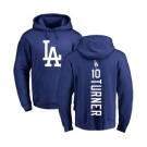 MLB Nike Los Angeles Dodgers #10 Justin Turner Royal Blue Backer Pullover Hoodie