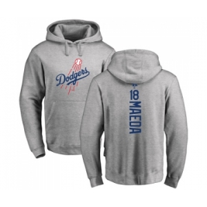 MLB Nike Los Angeles Dodgers #18 Kenta Maeda Ash Backer Pullover Hoodie