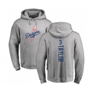 MLB Nike Los Angeles Dodgers #3 Chris Taylor Ash Backer Pullover Hoodie