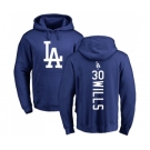 MLB Nike Los Angeles Dodgers #30 Maury Wills Royal Blue Backer Pullover Hoodie