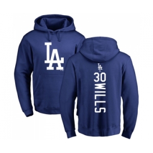 MLB Nike Los Angeles Dodgers #30 Maury Wills Royal Blue Backer Pullover Hoodie