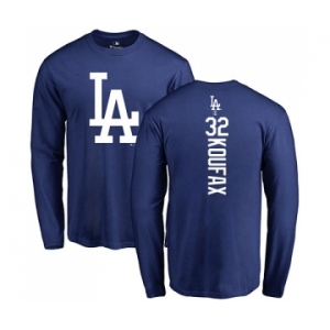 MLB Nike Los Angeles Dodgers #32 Sandy Koufax Royal Blue Backer Long Sleeve T-Shirt