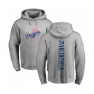 MLB Nike Los Angeles Dodgers #34 Fernando Valenzuela Ash Backer Pullover Hoodie