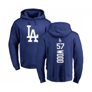 MLB Nike Los Angeles Dodgers #57 Alex Wood Royal Blue Backer Pullover Hoodie