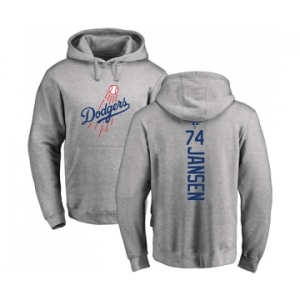 MLB Nike Los Angeles Dodgers #74 Kenley Jansen Ash Backer Pullover Hoodie