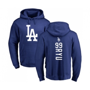 MLB Nike Los Angeles Dodgers #99 Hyun-Jin Ryu Royal Blue Backer Pullover Hoodie
